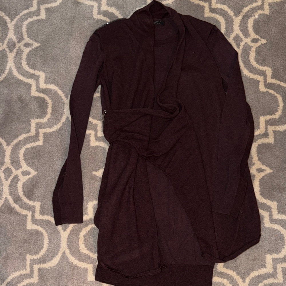 Dark Brown Open Front Cardigan